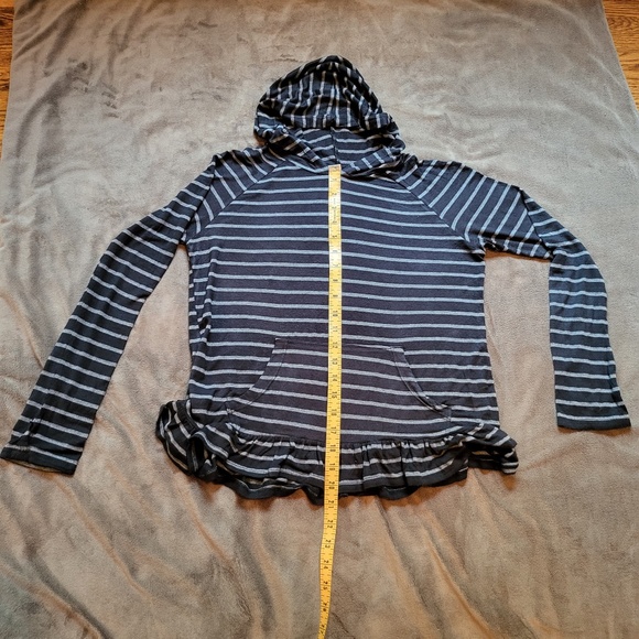 Blanc Noir Hooded Striped Womens Shirt Size XS  Black and Gray - Picture 5 of 7